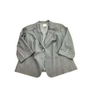 Sejour Women's Gray Cotton Blend Double Breasted Blazer Coat Size 14